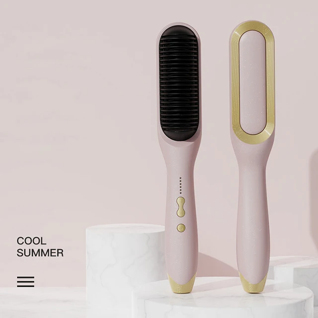Wholesale Customization Salon Hair Dryer Comb Hot Air Hair Straightener Brush Electric Ceramic Pink 3 Styles Hair Technology