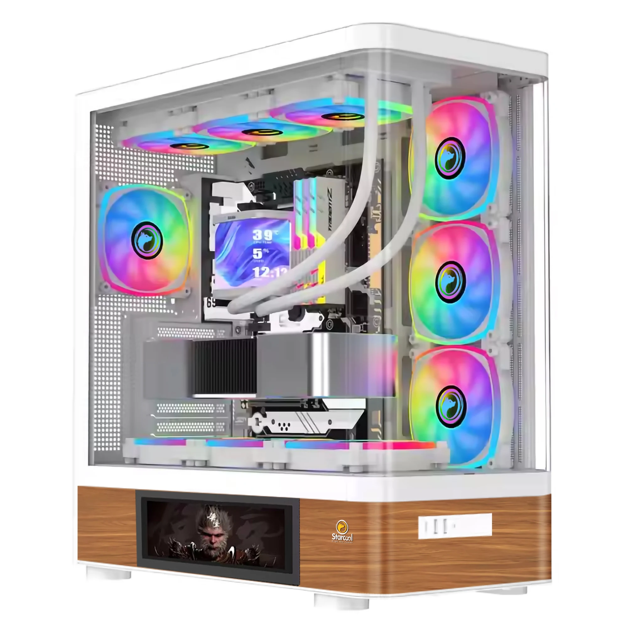 OEM ODM ATX MATX ITX LCD Desktop Motherboard Computer Case Ultra-Transparent Side Panel 360 Water Cooling Back Plug