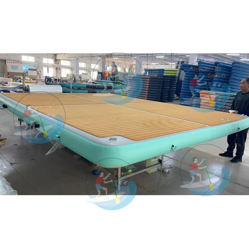 Non slip teak EVA dock floats inflatable water play swimming yacht boating island equipment floating dock platform