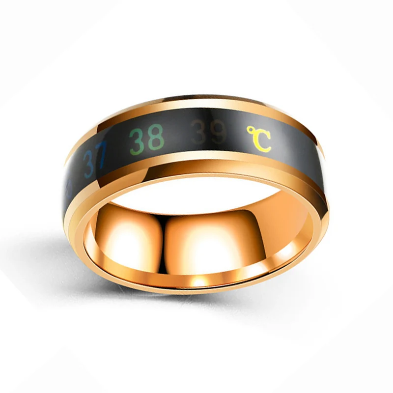 New Technology Design Customized Titanium Steel Smart Intelligent Sensor Body Temperature Ring Couple