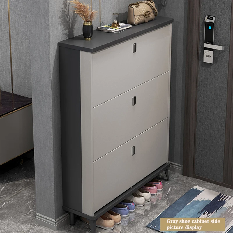Corridor ultra-thin shoe cabinet 3 flap drawer for dustproof shoe cabinet