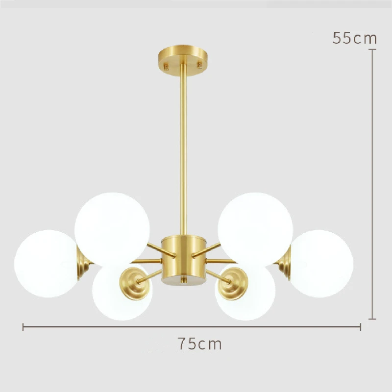 Nordic Style Minimalist 12W Home Decoration Chandeliers Creative Copper Ball Shape Modern Led Pendant Lamp