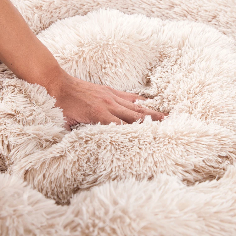 Washable Luxury Large Calming Dog Short Faux Fur Camas De Perros Washable Cat Pet Bed Dog Bed,Cat Beds for Indoor Cats