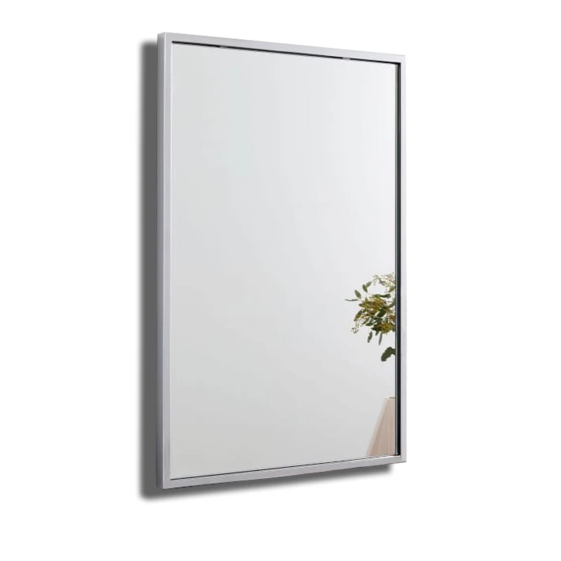 rectangle square brushed silver decorative metal framed bathroom mirror for wall wash basin mirror