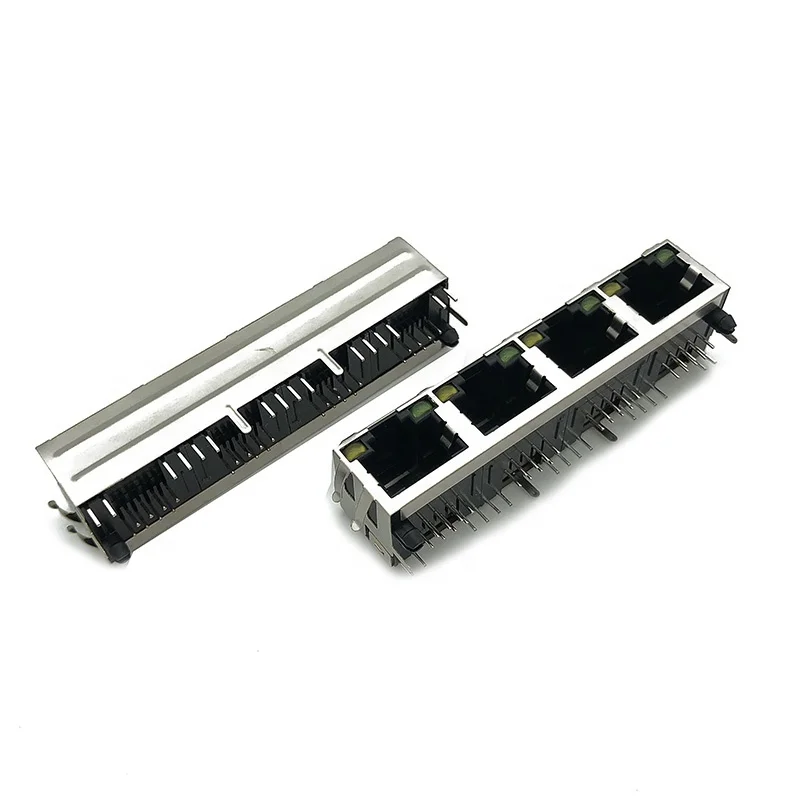 56LED модульный разъем RJ45 PCB Jack прямоугольный низкопрофильный 8P8C 4