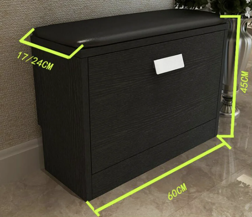 Black Color Big Storage Cabinet for Shoes Rack With Stool Free Combination Living Room Furniture