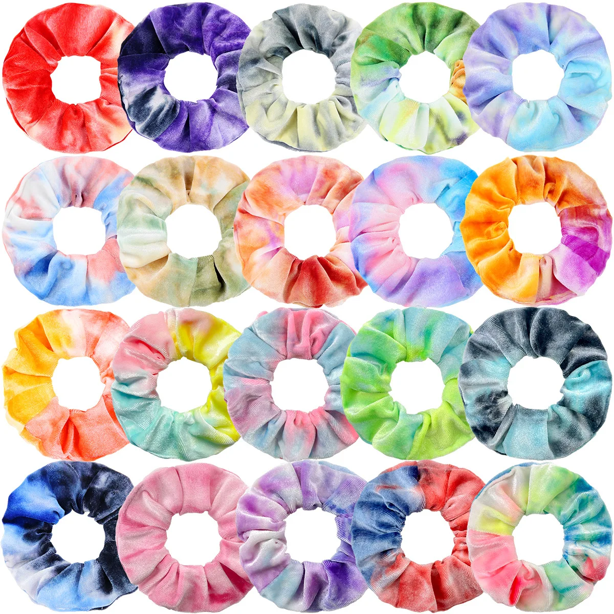 2023 Novelty Tie Dye Soft Velvet Scrunchies Elastic Hair Bands Galaxy Headband Ponytail Hair Ties Girls Hair Accessories