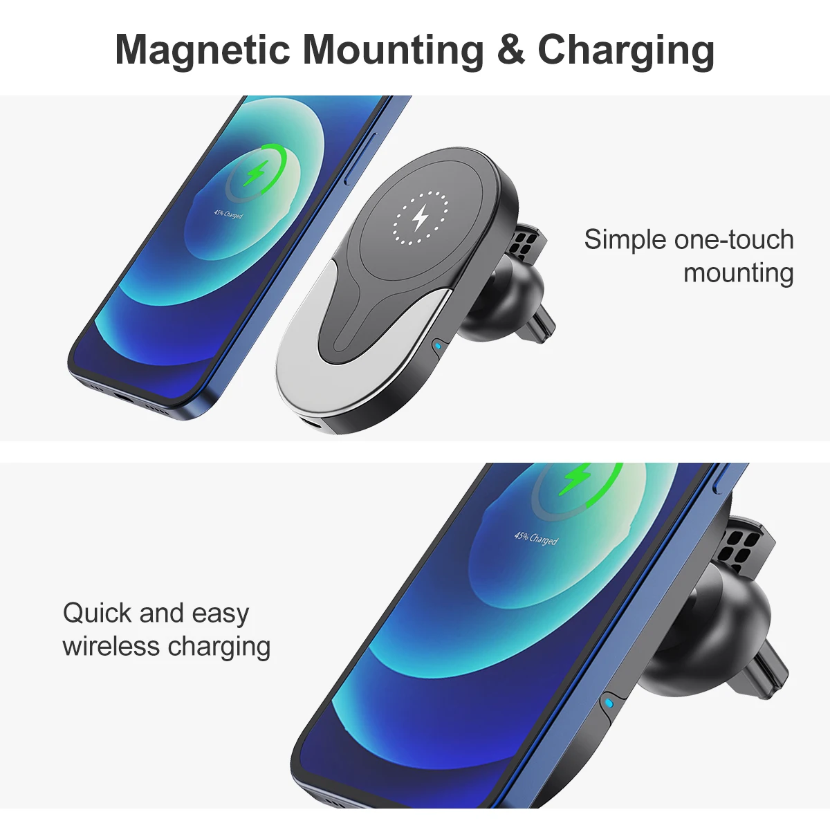 Chinese Supplier Car Electronic Matt 15W Fast Charging Smart Sensor Magnetic Mobile Stand Wireless Charger For Car For Samsung