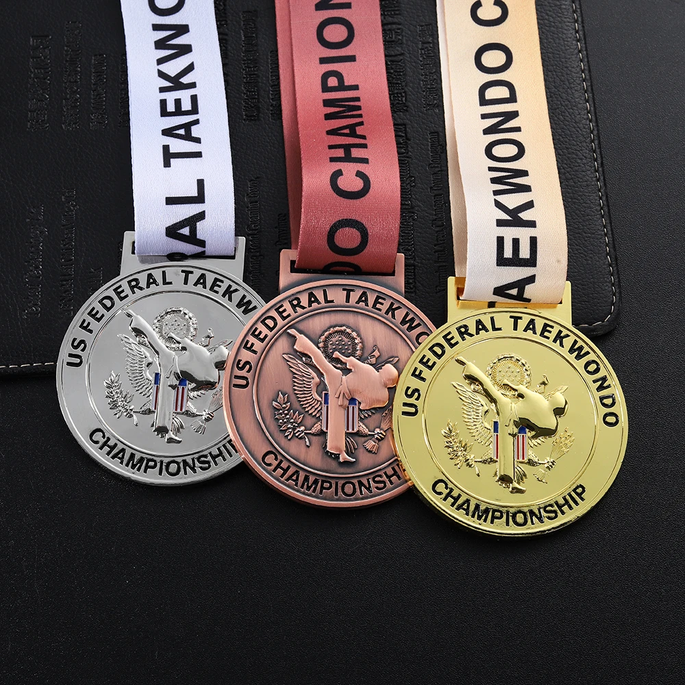 Design Your Own Custom Medal Zinc Alloy 3D Metal 5K Marathon Taekwondo Race Finisher Award Medals Sport With Ribbon