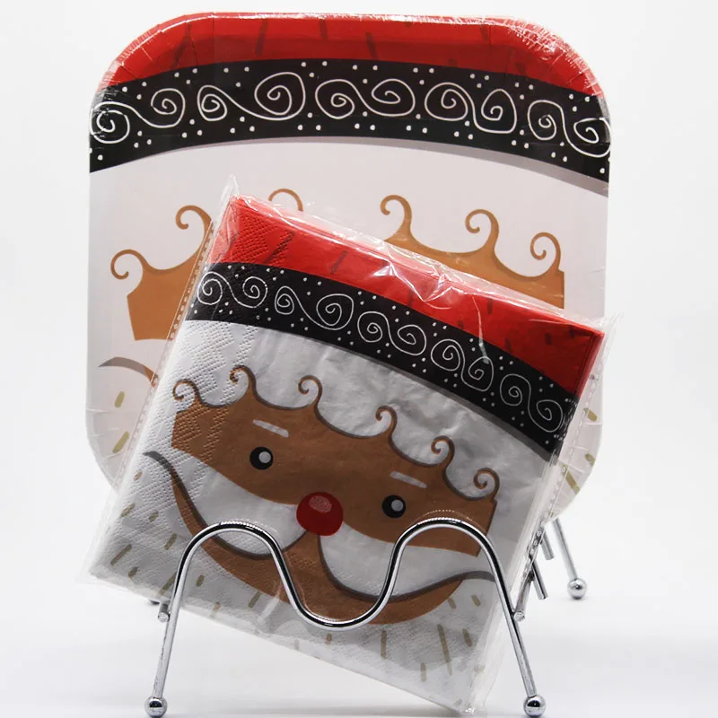 Wholesale Disposable Paper Tableware Sets Christmas Decoration Party Supplies of Paper Plate Cup Napkin Pack