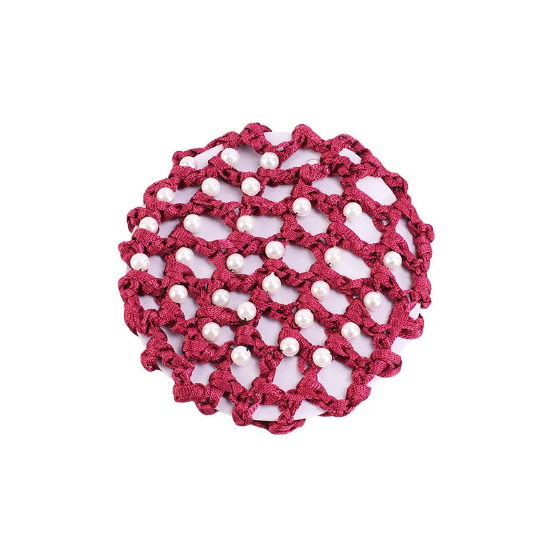 Cute Beautiful Bun Cover Snood Hair Net Ballet Dance Skating Crochet with Pearl