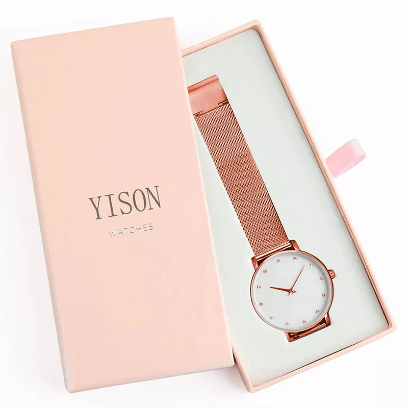 Nice Price  Wholesale Customized Packaging Box  Watch Gift  Rigid  Drawer Box Watch and Strap Set Box