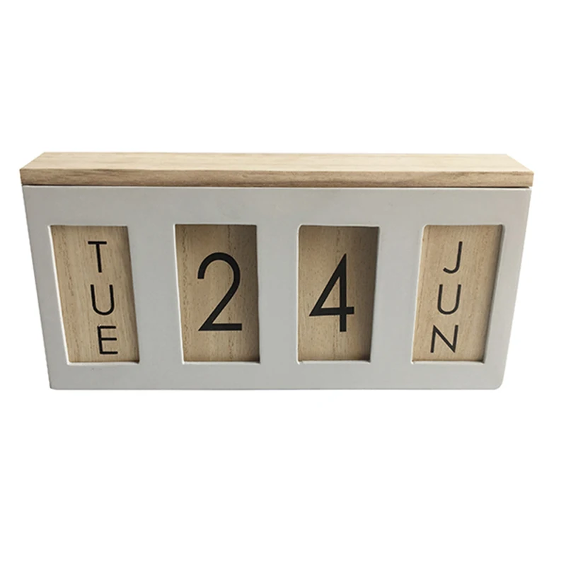 
Perpetual personalised custom 26.5*4.5*13 nature grey black desk wooden calendar for blocks 