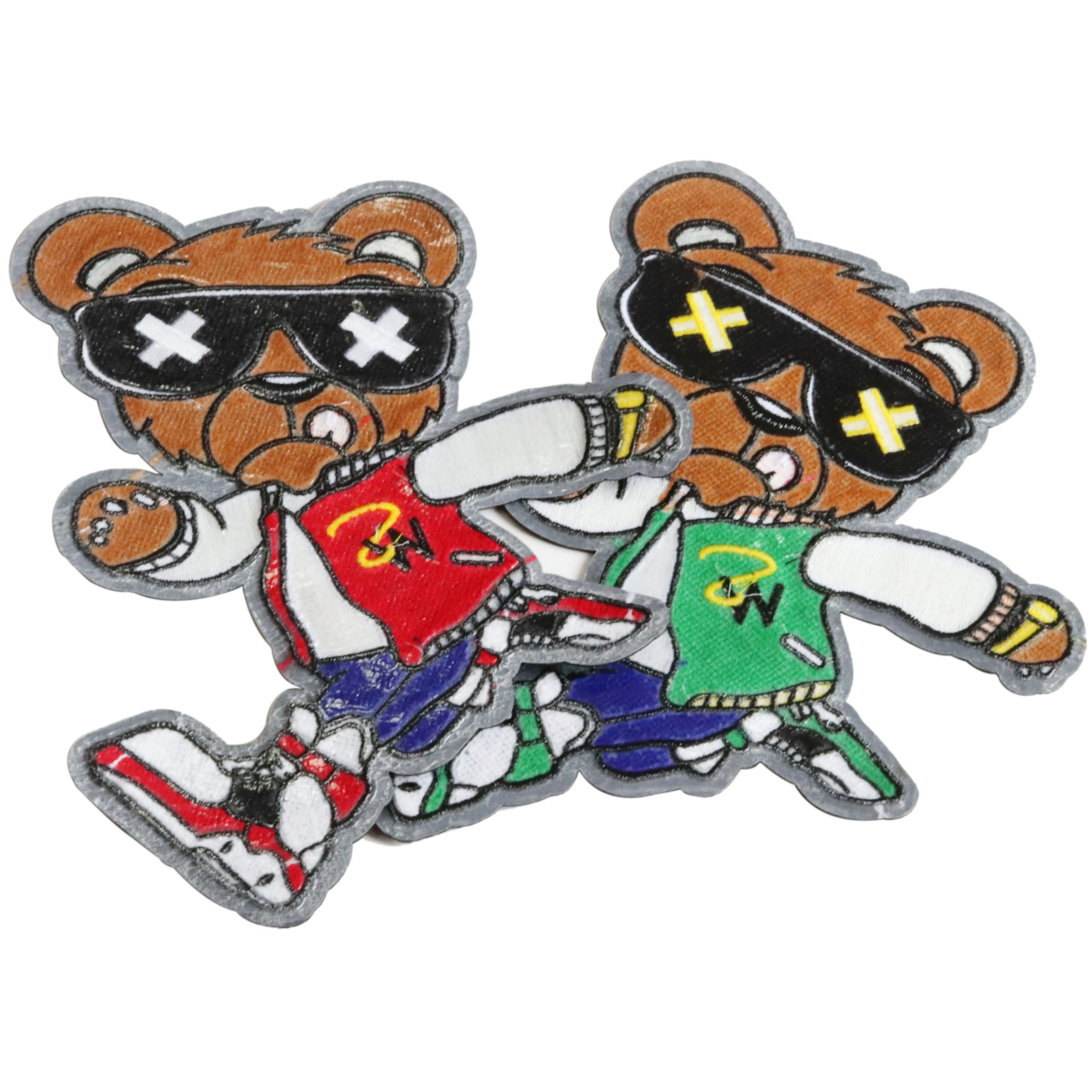 Wholesale Customized Good Quality fabric  embroidered bear iron on chenille patches bear chenille patches