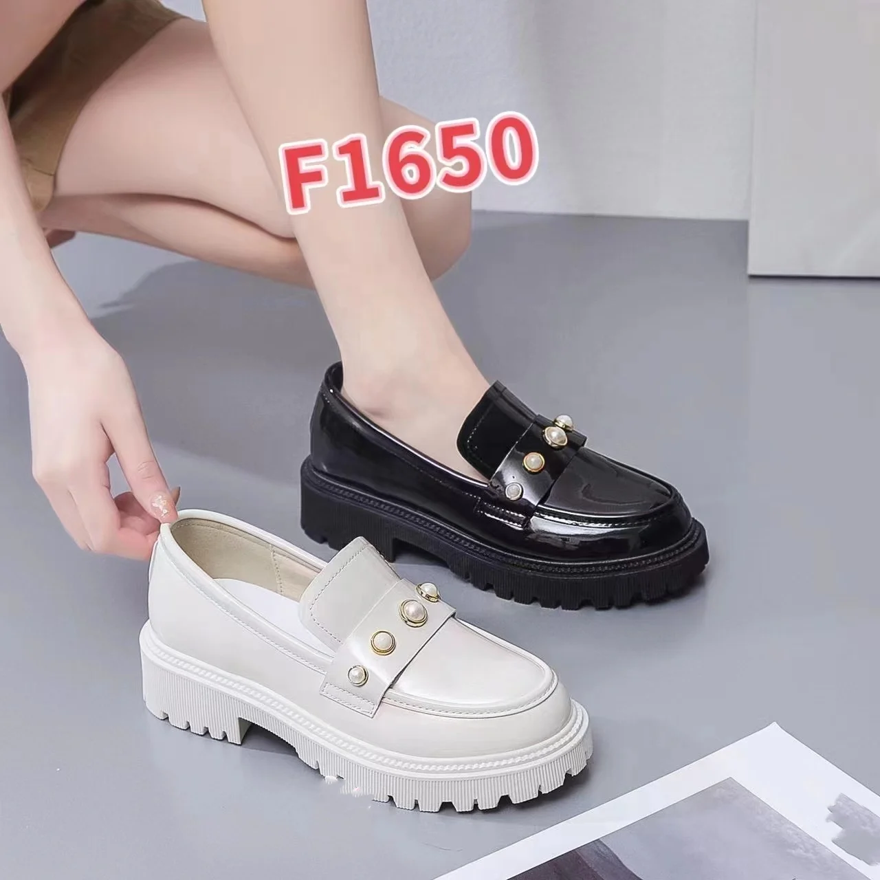 New Fashion Wedge Outsole Walking Shoes Platform PU Loafer Casual Outdoor Shoes for Girls