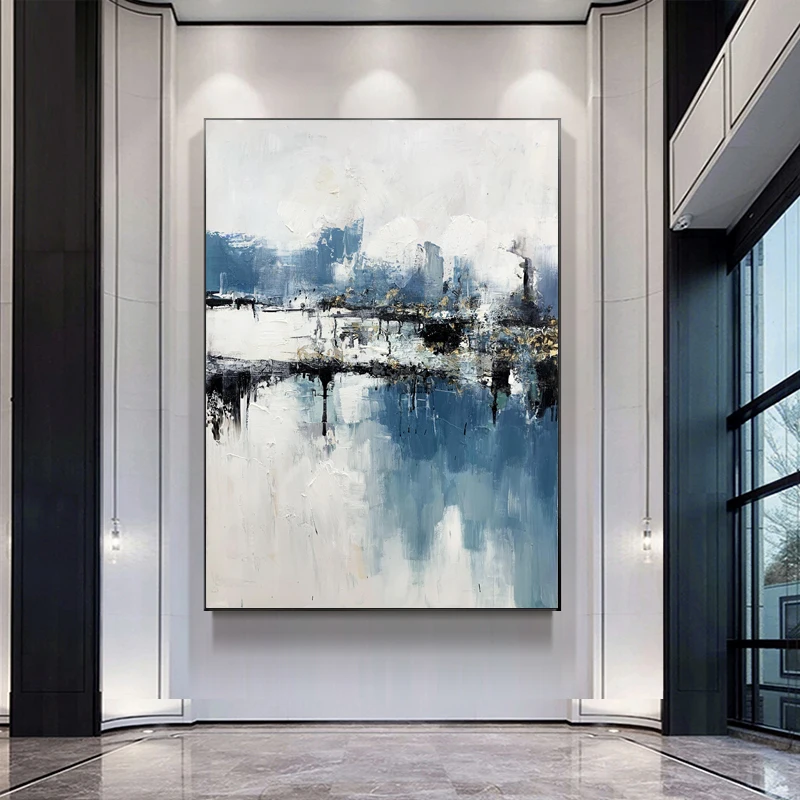 Handmade Wall Modern Painting Wall Art Painting for Living Room Silver Foil Abstract Hotel Artwork handmade painting on Canvas