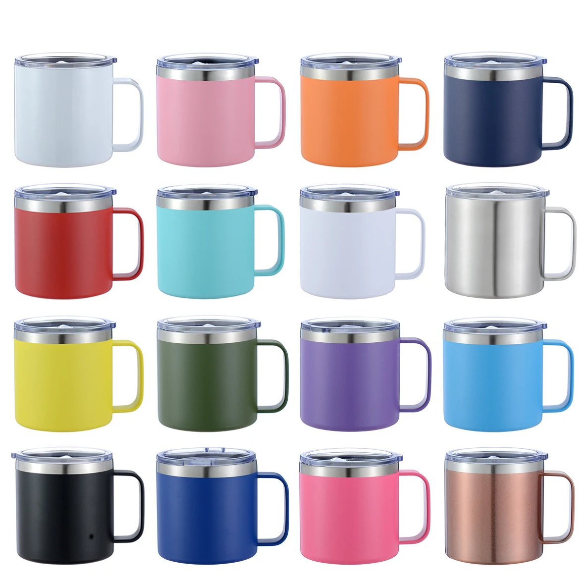 Custom Stainless Steel Double Wall Insulated Vacuum Travel Coffee Mugs With Handle