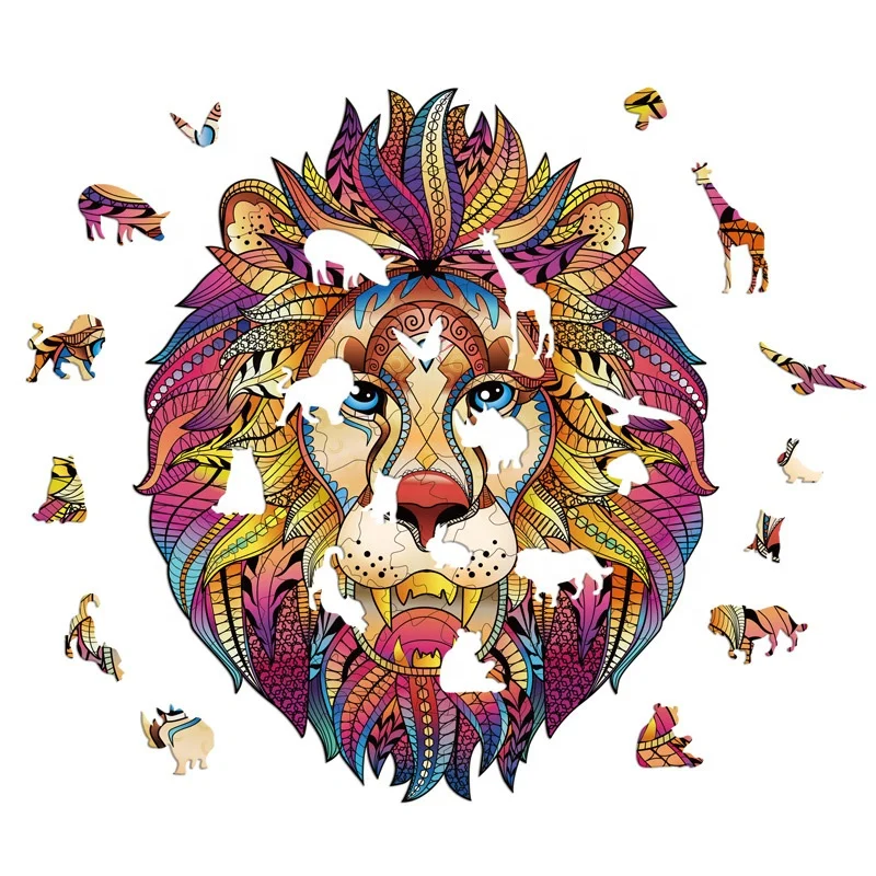 Развивающие деревянные holzpuzzle Diy Настроить деревянная составная картинка-загадка животноводческая ферма головоломка таинственный Лев