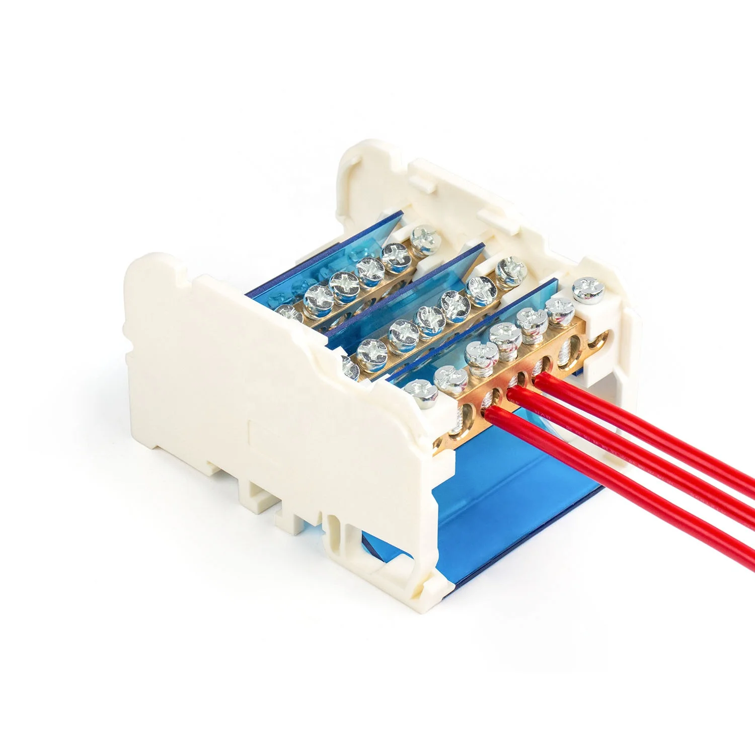 Din Rail Brass Busbar Distribution Terminal Blocks Power Distribution Screw Terminal Blocks
