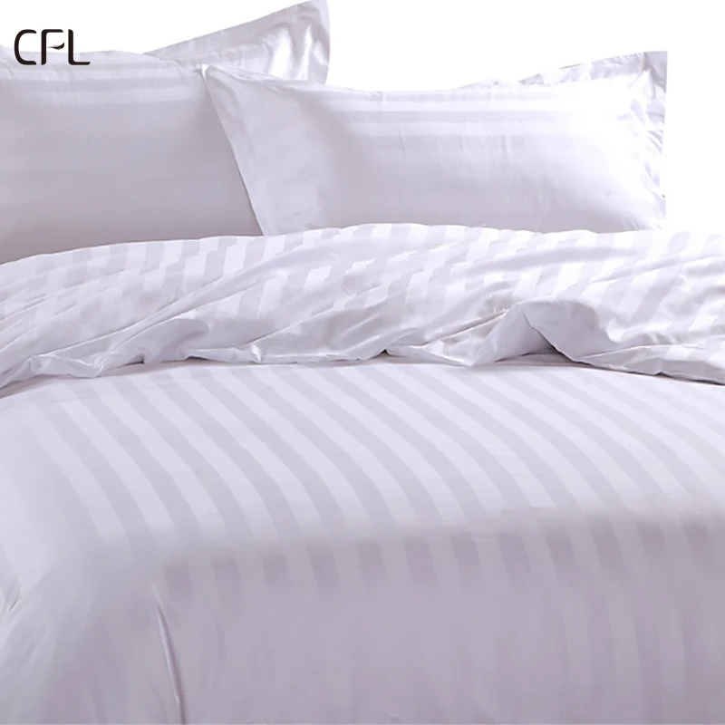 Wholesale twin size hotel Plain white 100 cotton bed duvet cover set 4 pieces