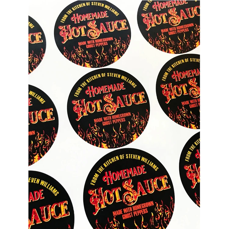 bulk quantity custom waterproof CMYK printing hot sauce label for sauces manufacturing company