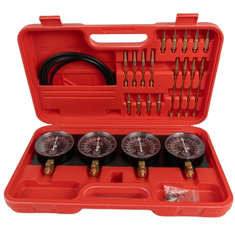 Compression Gauge Tester Automotive universal 4pcs Motorcycle Fuel Vacuum Carburetor Car Tool
