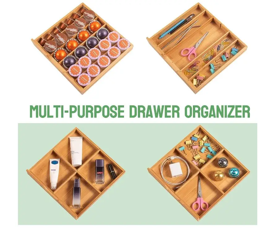 custom Bamboo Coffee Pods Holder Storage Compatible with Keurig K Cup Espresso Pods Tea Bag Organizer Drawer with Lip Panel