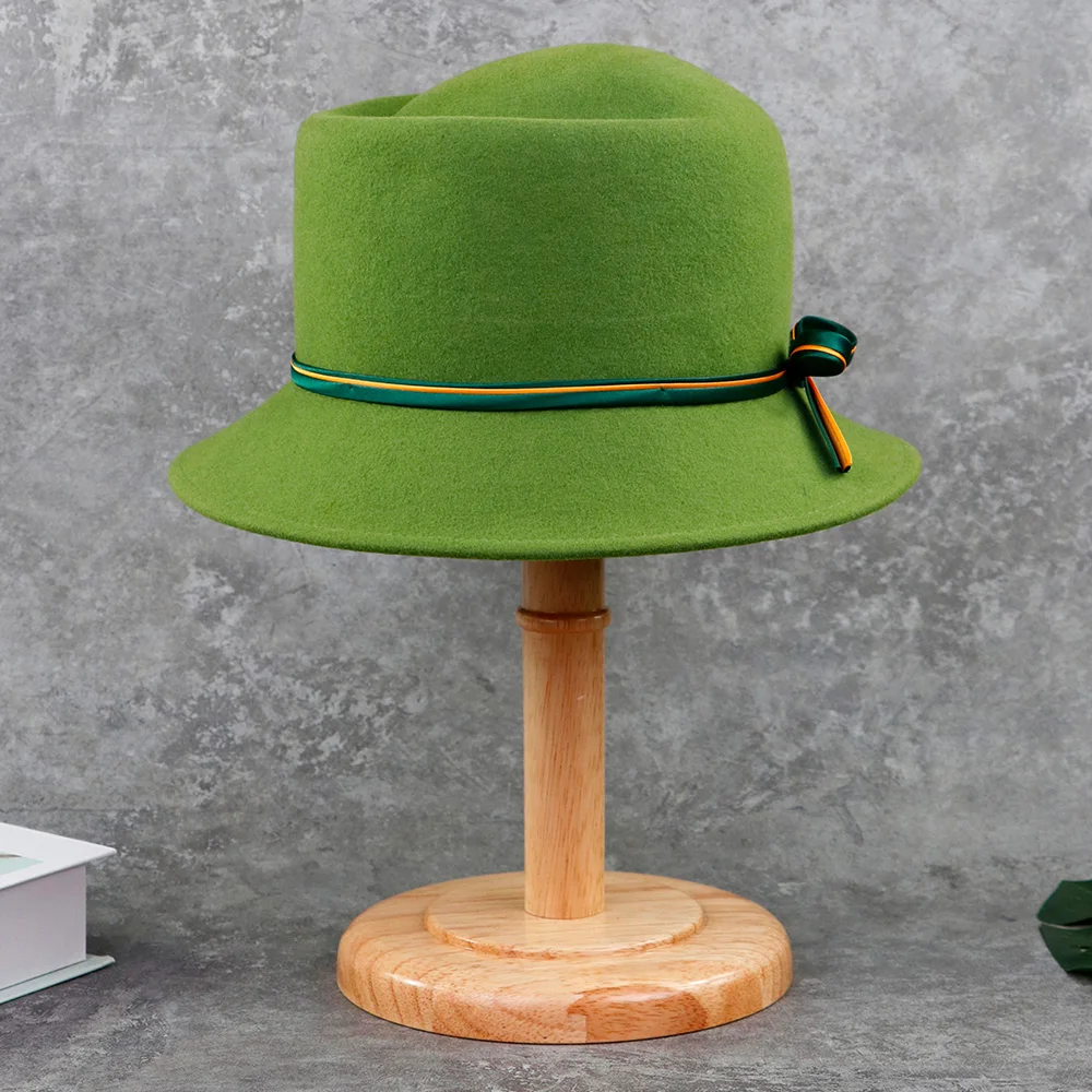 LiHua High Quality Customized Women Wholesale Ladies Hats Green Wool Felt Fashion Hat