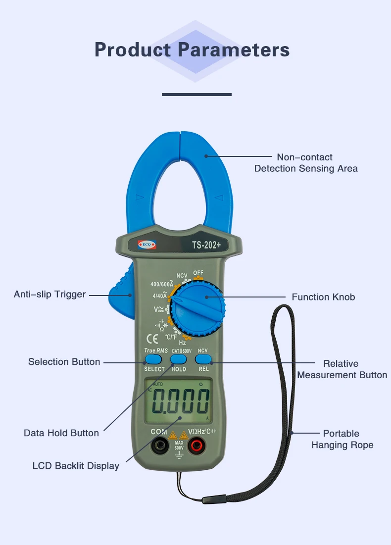 TS-202 + Карманный цифровой зажим AC DC на заземляющем измерителе