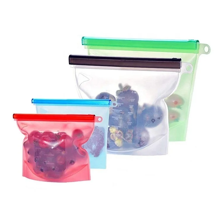 Airtight seal silicone food storage pouch silicone zip bag