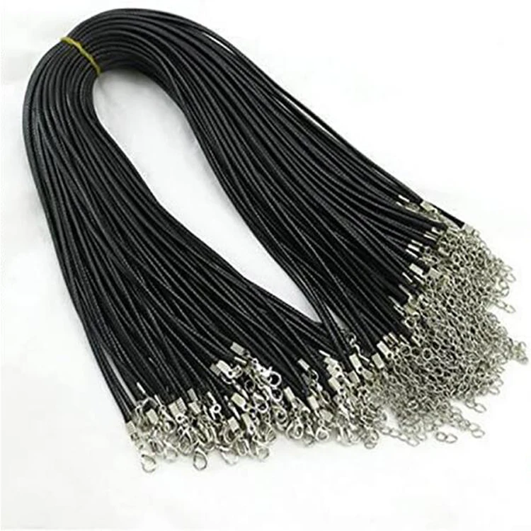 Black Polyester Necklace Cord with Chain and Lobster Clasp Bulk DIY Jewellery Making Rope for String Pendant Necklaces Bracelets