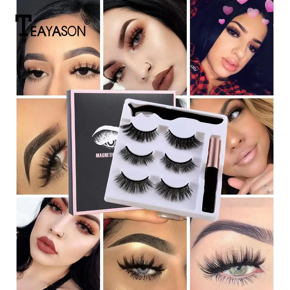 Queena High quality magnetic eye lashes false eyelashes kit with magnetic eyelash kit private label natural magnetic eyelash