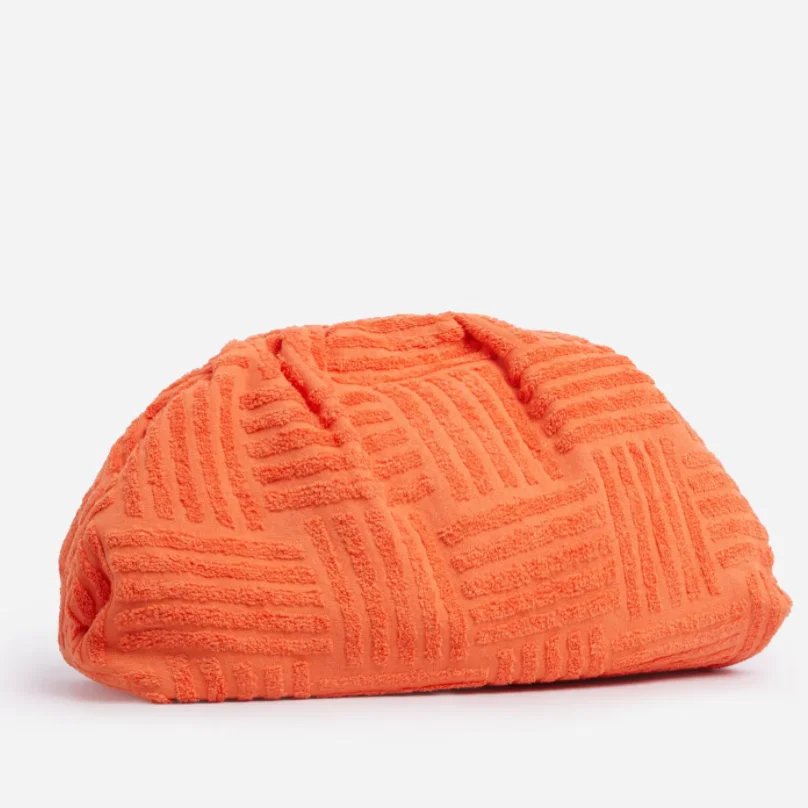 women Fashion terry fabric cloud bag for ladies dumpling shape coral clutch bags evening bag