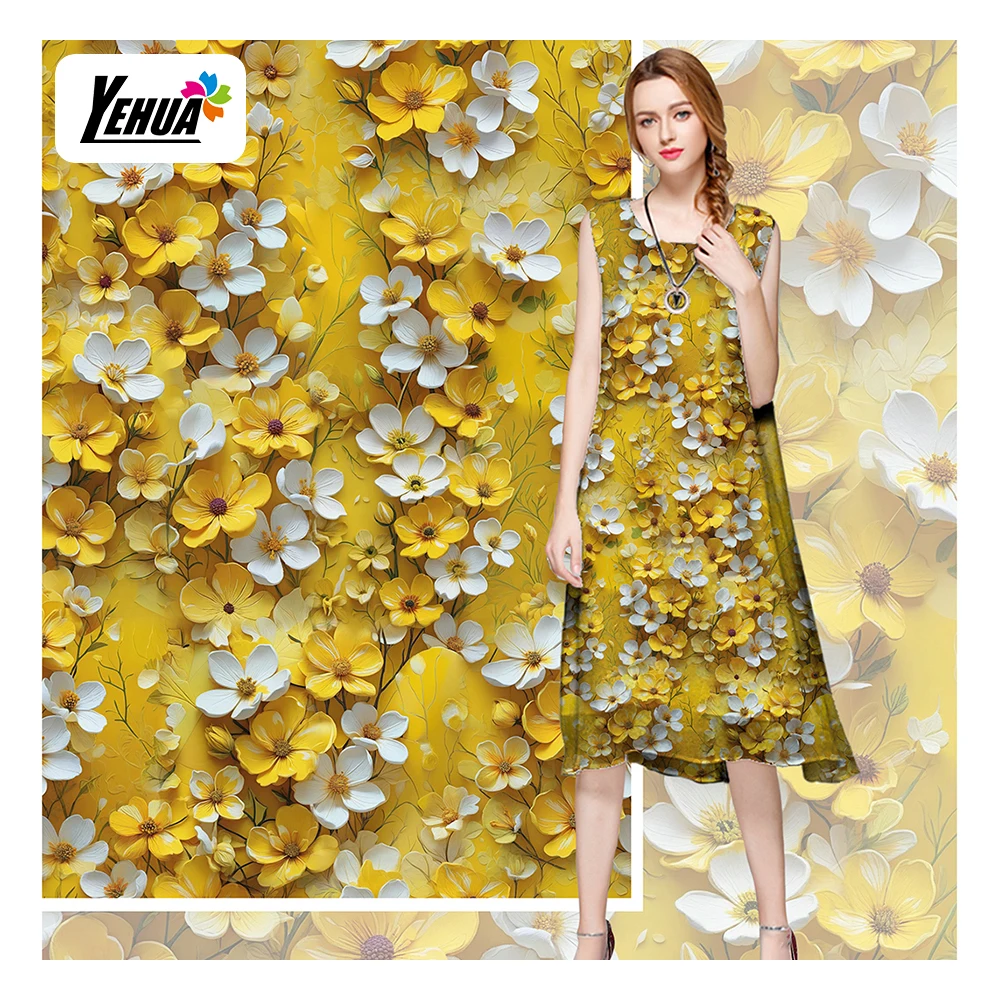 Low Price 5D Digital Printing Whole Cloth High Quality Stereo 5D Digital Printing Cloth Stereo 5D Digital Full Rayon Fabric