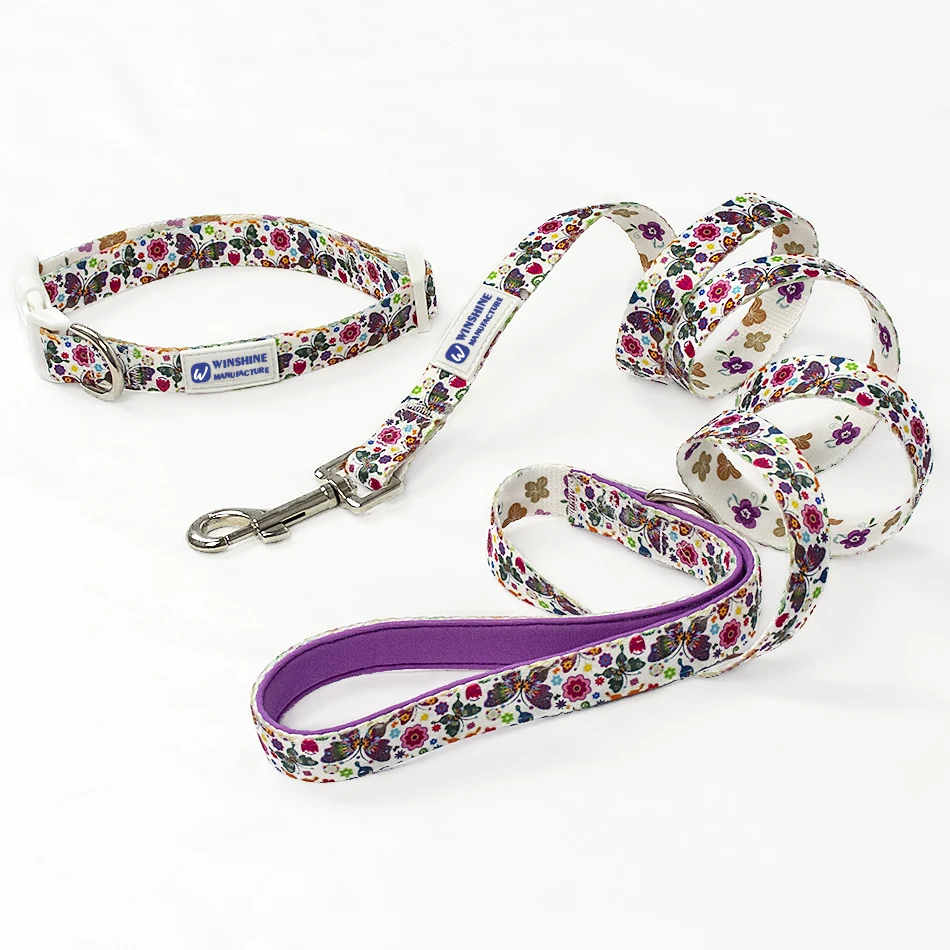 Latest popular pet collars classic printing custom brand LOGO manufacture wholesale Low price eco friendly dog collar