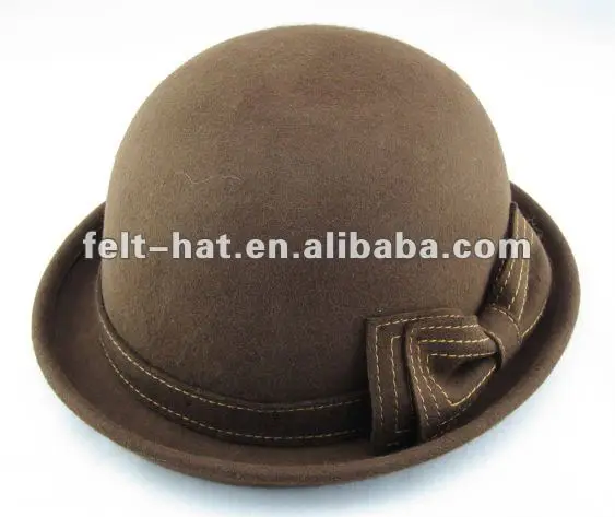 2013winter fashion women wool felt roll brim bowler derby hat