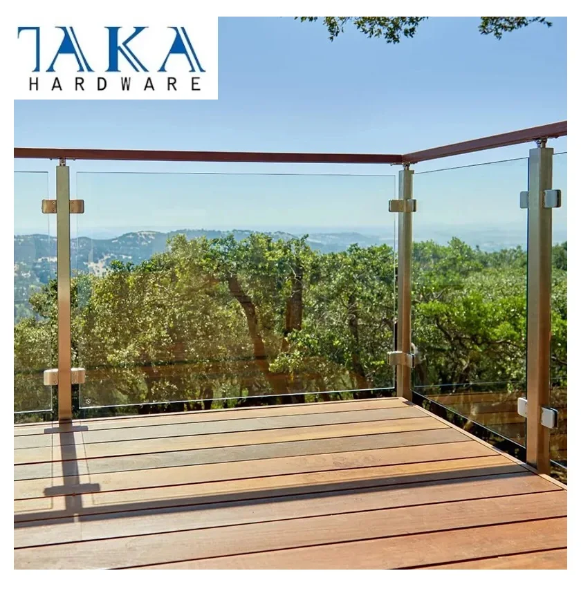 TAKA Modern Design Balustrade Handrails Balcony Glass Railing and Deck Glass Railing System
