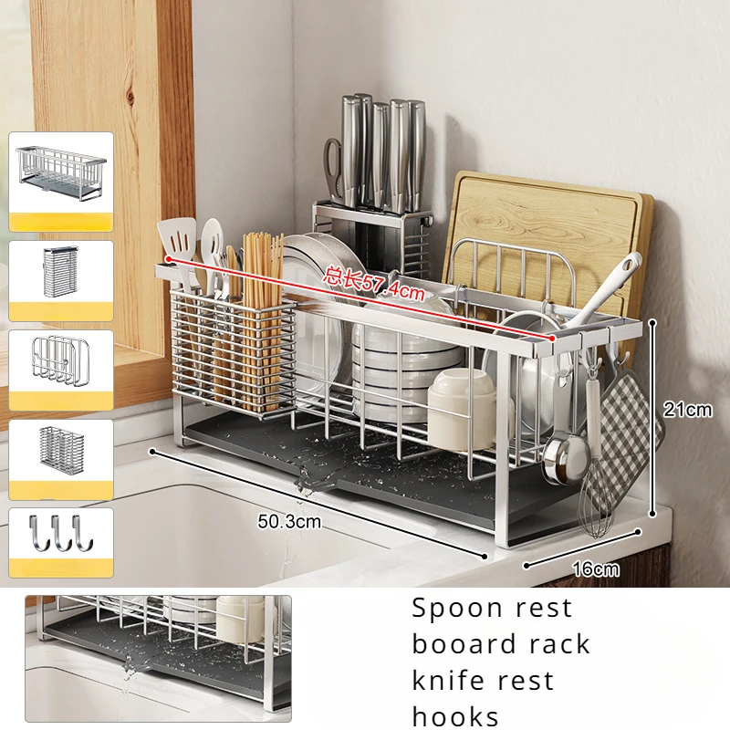 Multi-functional Stainless Steel Kitchen Rack for Bowls Dishes Cutlery Plates Storage Holders Racks