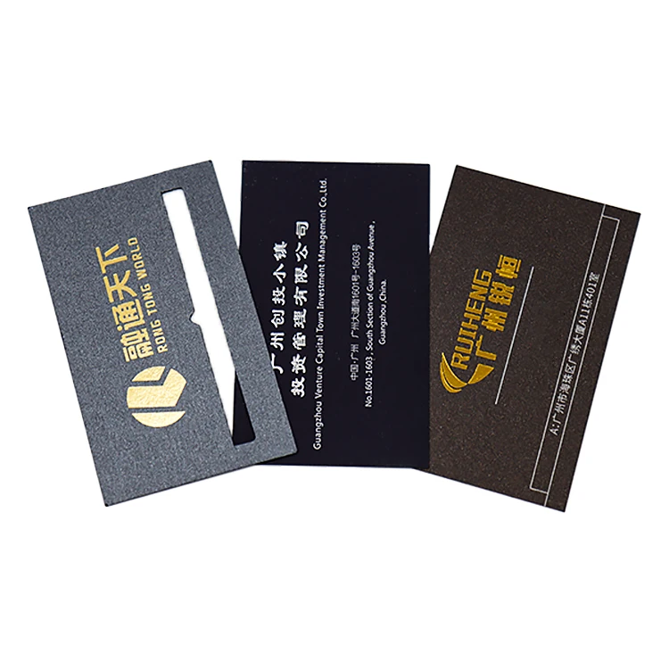 W181 Private Custom High Quality Luxury Black Gold Foil Embossed Business Card Printing with Golden Border Edge