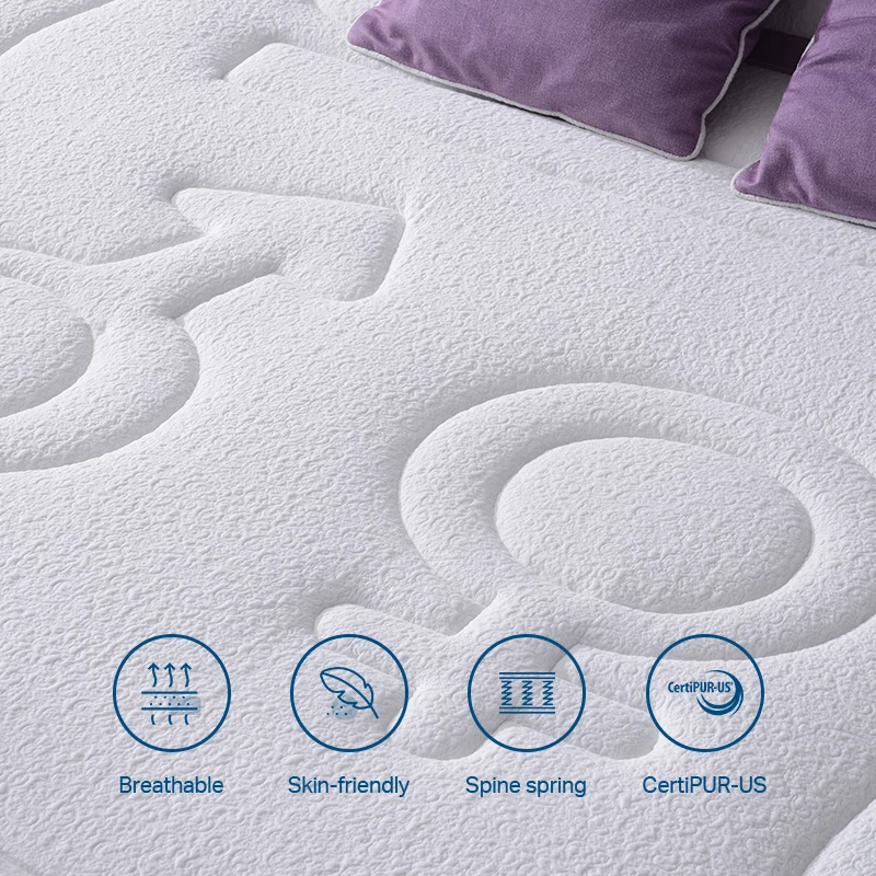 Memory Gel Foam Sleeping Mattresses Manufacturers Rolled Up King Double Bed Pocket Coil Purple Mattress