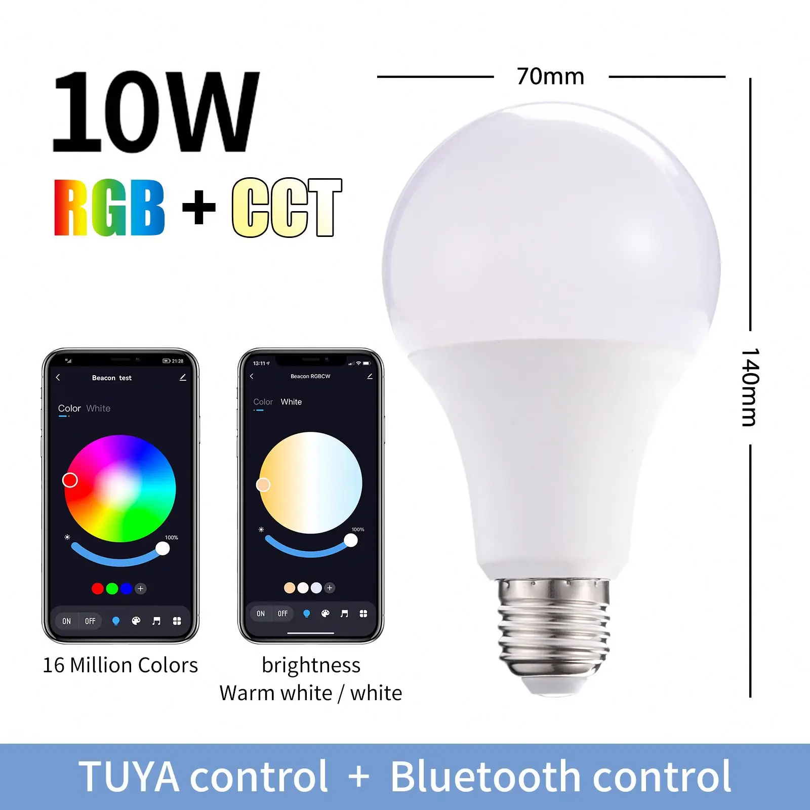 Умная лампа с управлением через приложение Fxpot Tuya Alexa 10 Вт Rgb регулировкой яркости E26 E27 B22 СВЕТОДИОДНАЯ умная