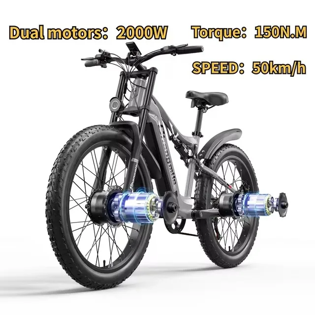 EU Stock Shengmilo S600 Electric Bicycle 2000W Dual Motor 48V 18ah Lithium Battery Electric Bike Mountain off-Road E-Bike