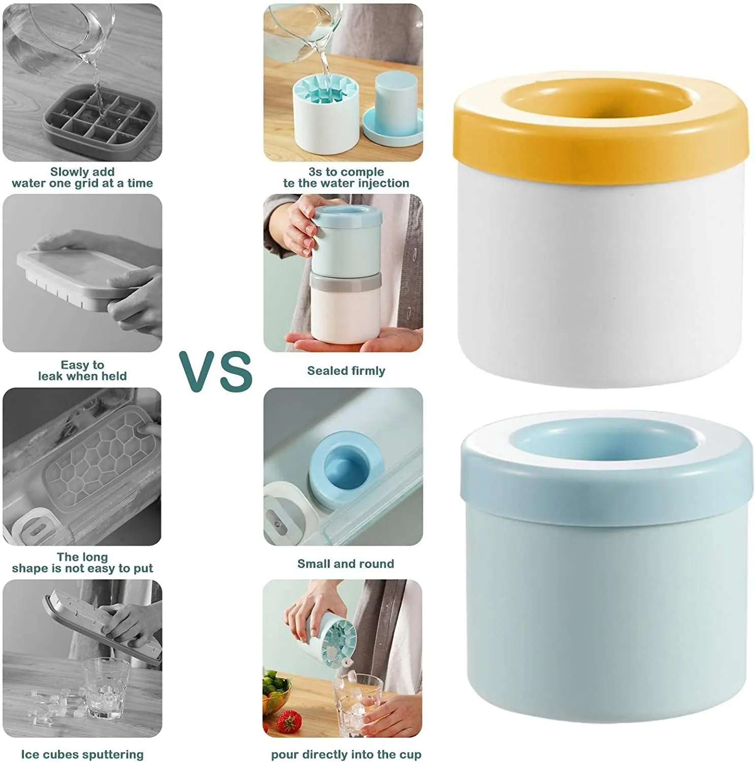 New 3d Press Type Ice Cubes Maker Silicone Ice Mold Round Cylinder Ice Cube Making Mould Tools