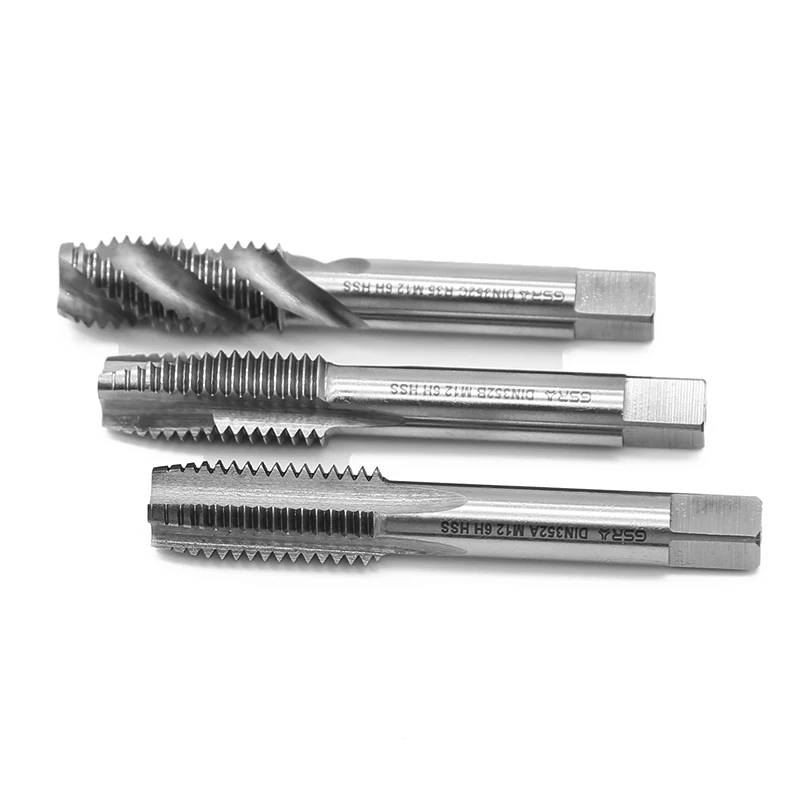 High Quality Customized HSS DIN352 Short Machine Taps Spiral Point Straight Fluted Screw Taps Set for Threads Cutting Tools