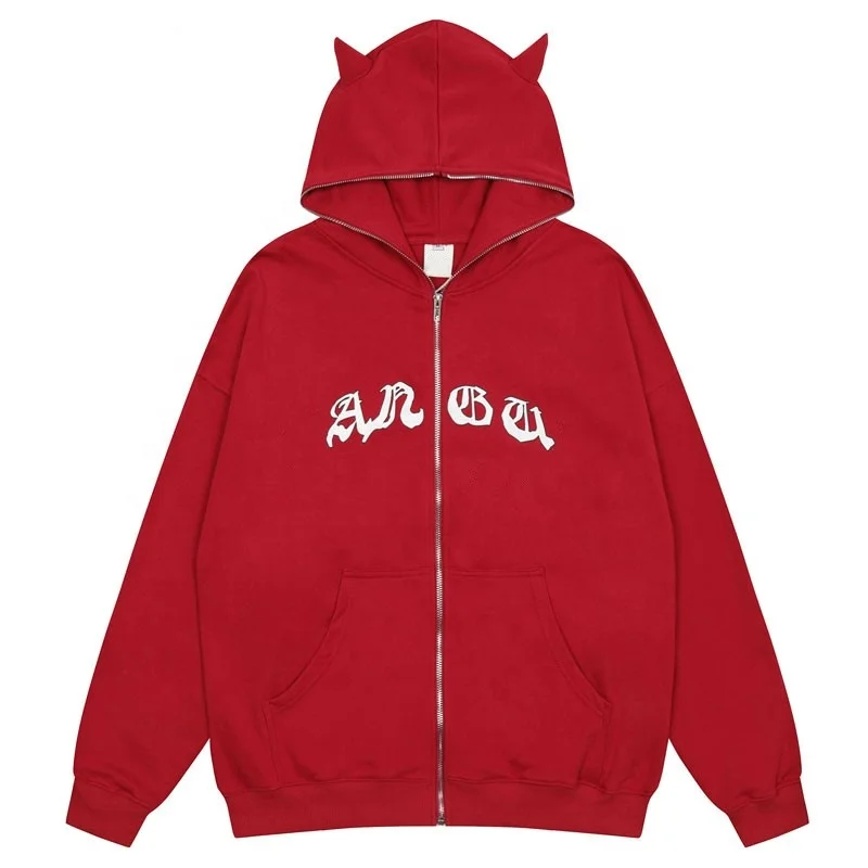 Hip Hop Zip Up Hoodie Sweatshirt Jacket Grunge Harajuku Vintage Letter Print Hooded Coat Fashion Cotton Loose Zipper Tops