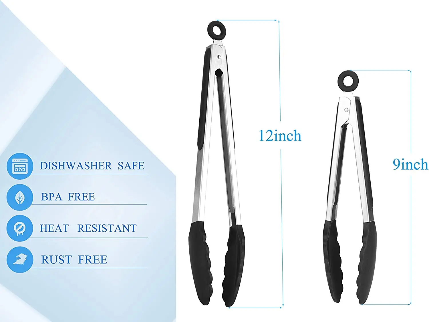 9/12 дюймовые кухонные щипцы, силиконовые, без БФА, антипригарные, из нержавеющей стали, для барбекю, приготовления пищи, гриля, блокирующие Пищевые Щипцы