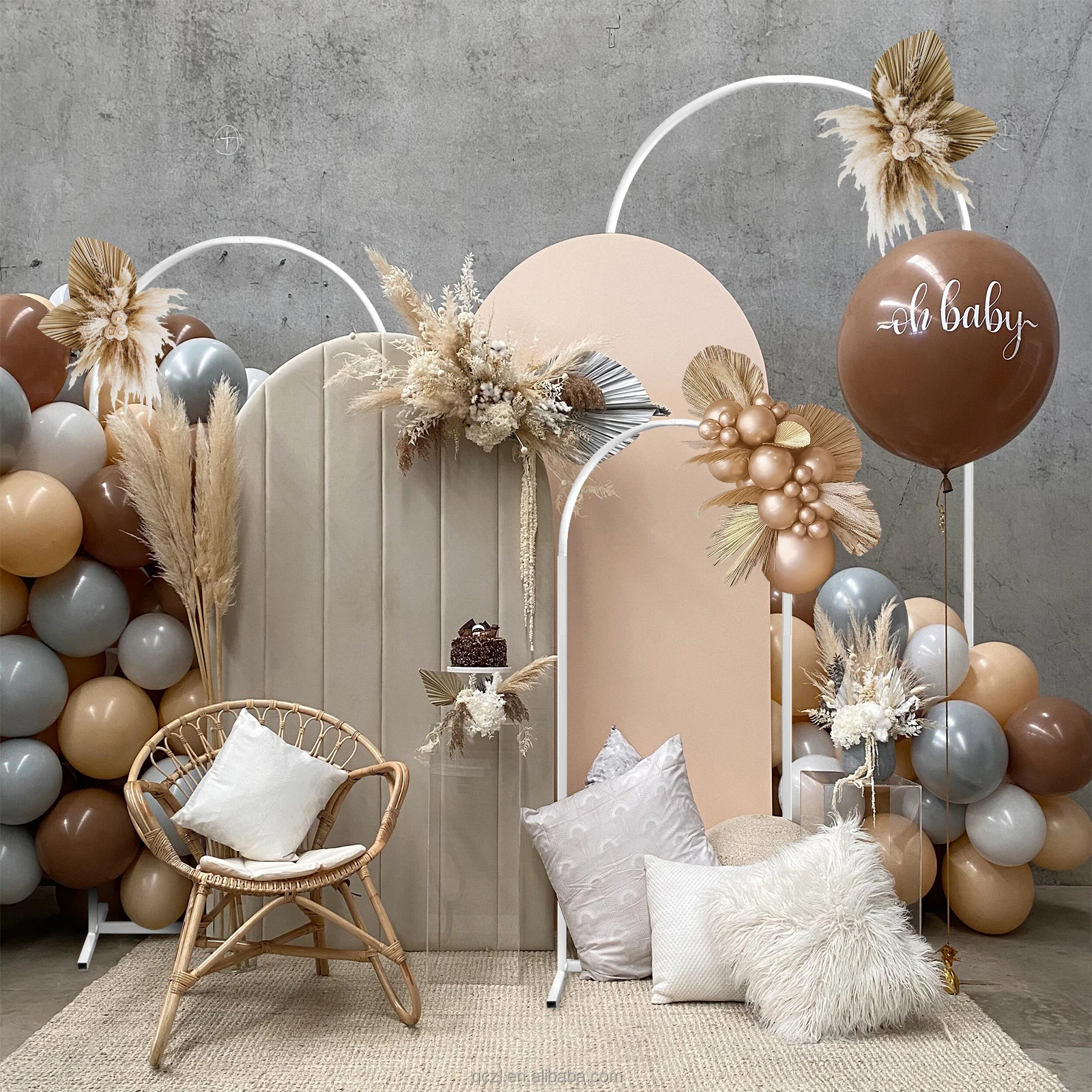 Metal Arched Background Bracket Square Arched Frame Suitable for Birthday Party Graduation Ceremony Decoration (3-Piece Set)