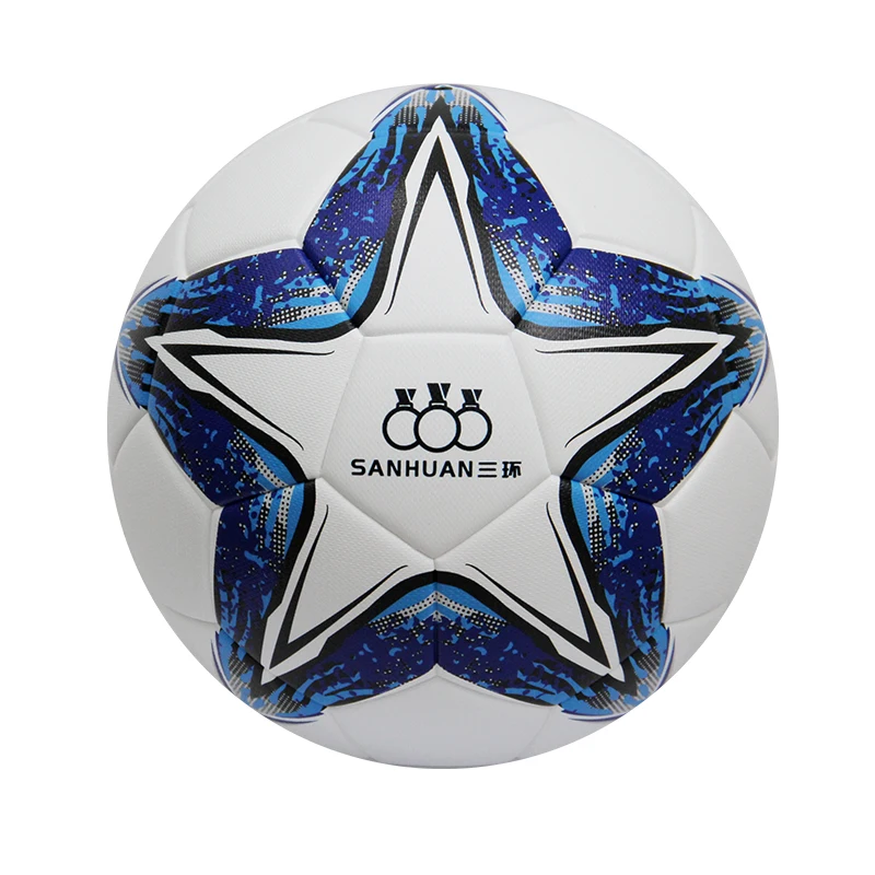 Aolan blue five-pointed star cloth Bladder football ball official match soccer soccer factory futsal ball PU white Soccer Ball