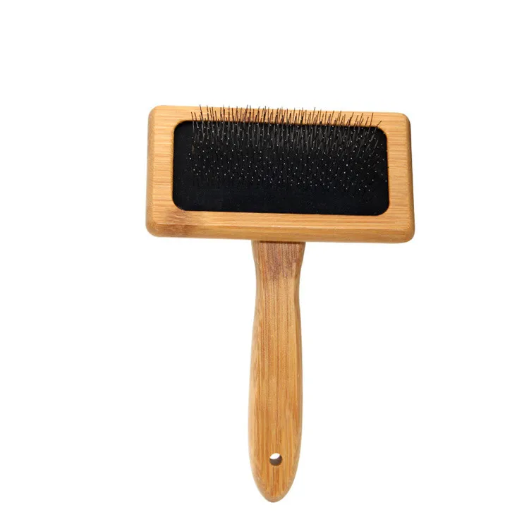 Dog Grooming Professional Brush Comb Safe Wood Pet Comb Stainless Steel Rounded Teeth Pin Prevents Knots Mats