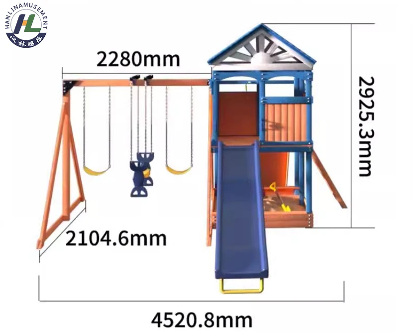 Kids outdoor playground equipment Wood Playground Wood Play House Wooden Playhouse